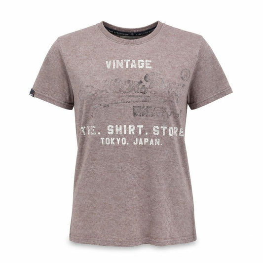 Womens UK Size S Superdry Brown Cotton Blend T-Shirt
