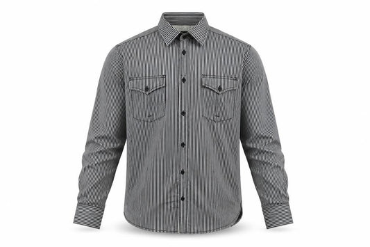 Jack & Jones Men's Black Striped Long Sleeve Button-Up Shirt Size L