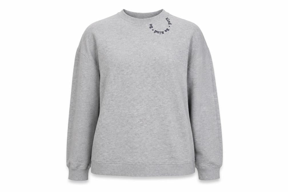 Front view of Nobody's Child Women's Grey Crew Neck Pullover Sweatshirt, size M