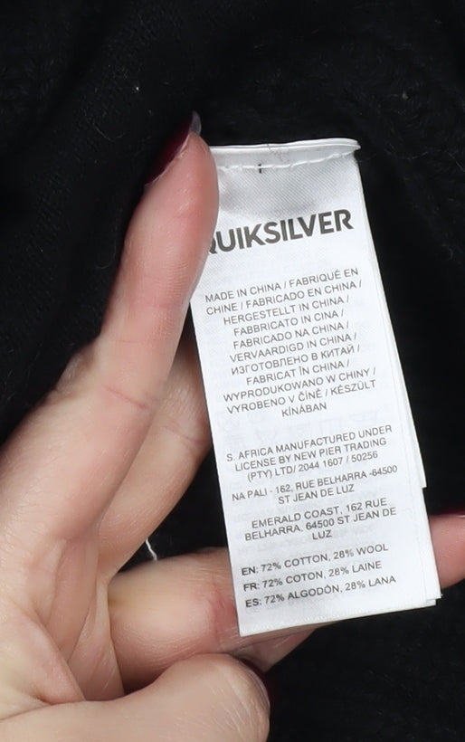 Quiksilver Waterman Men’s Black Wool Cotton Hooded Full Zip Jumper S