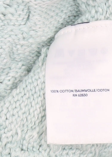 Lands' End Women's Green Cable-Knit Cotton Jumper XS