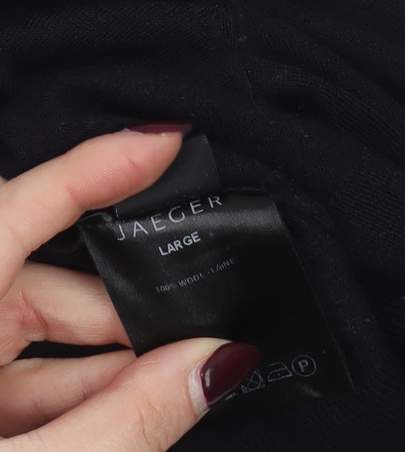 Jaeger Women's Black Wool 3/4 Sleeve Pullover Jumper Size L