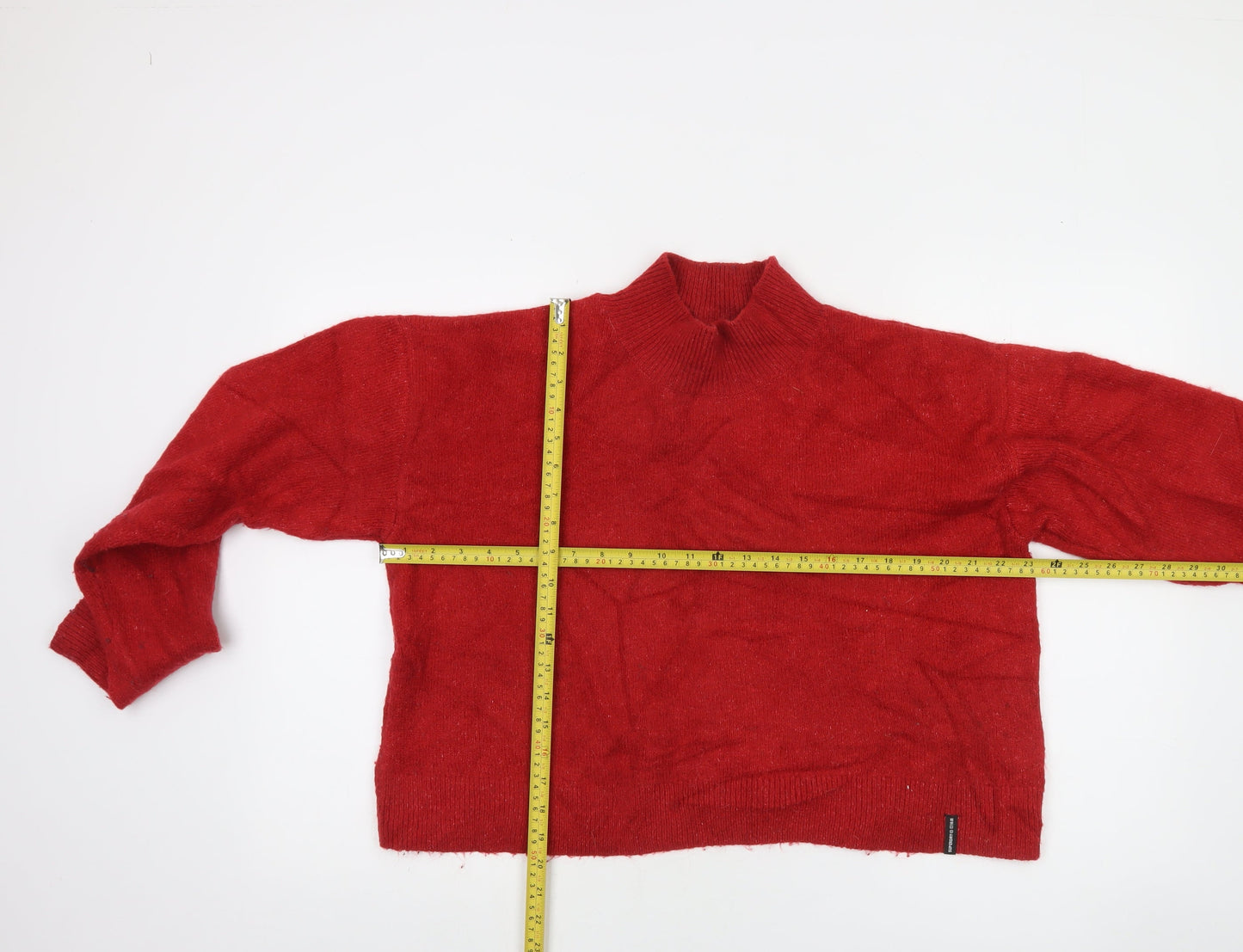 Superdry Women's Red Mock Neck Wool Blend Jumper Size 10