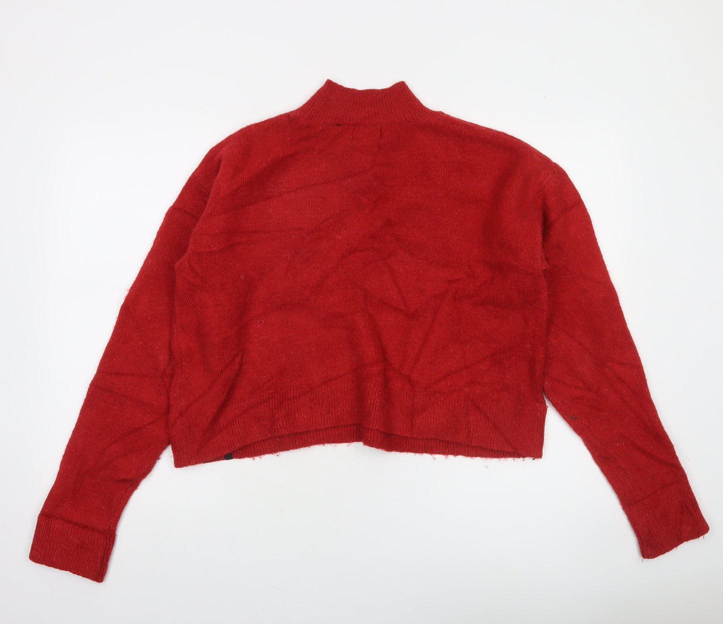 Superdry Women's Red Mock Neck Wool Blend Jumper Size 10