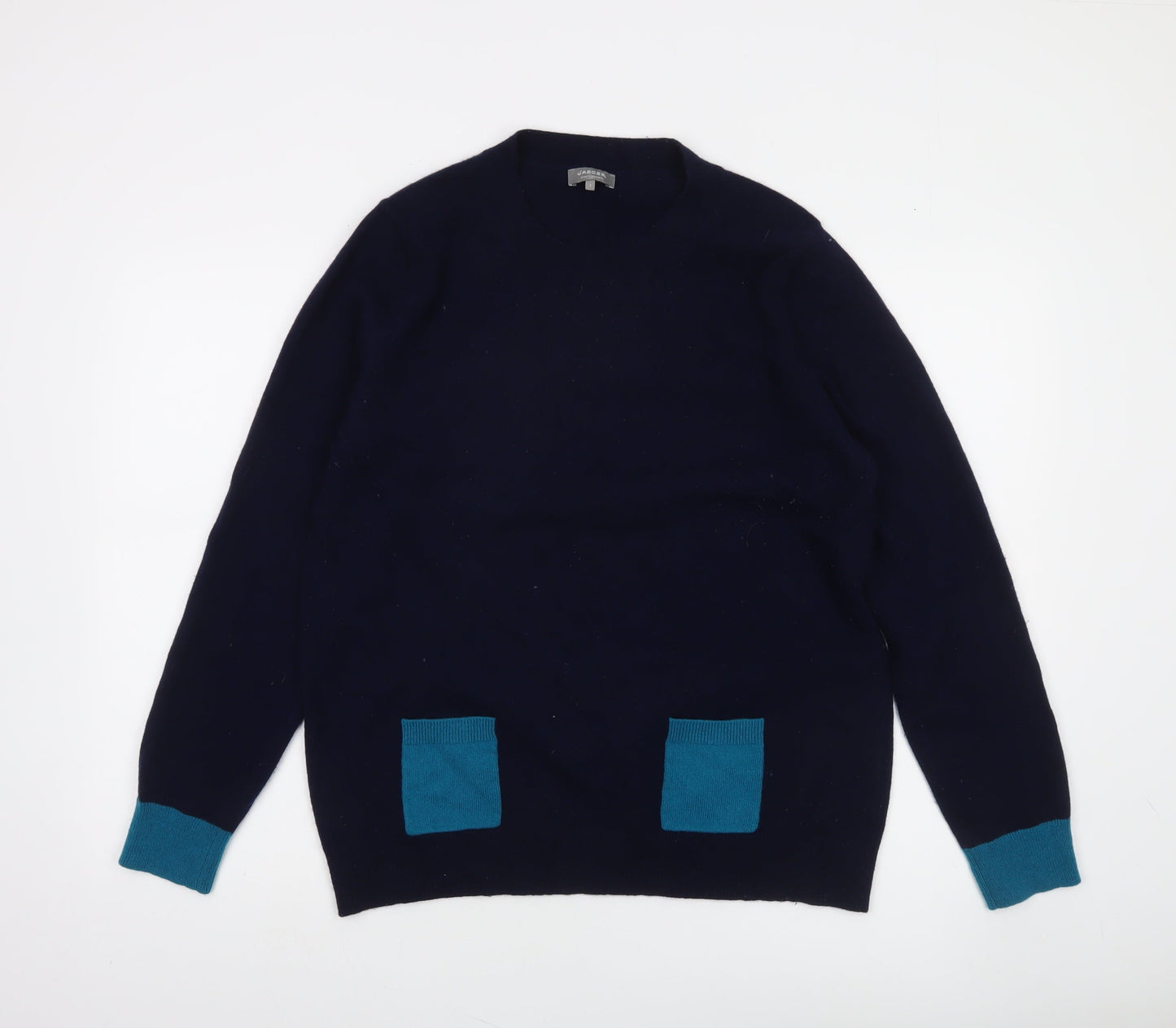 Jaeger Women’s Blue Wool Cashmere Pullover Jumper Size L