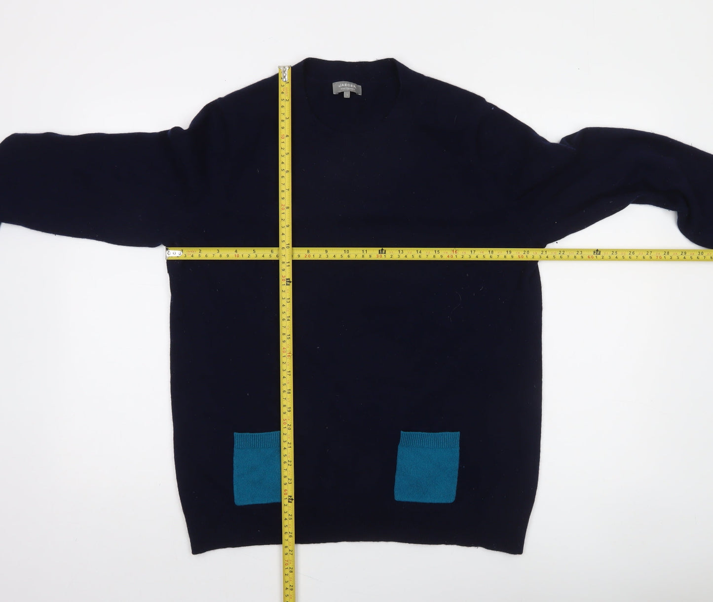 Jaeger Women’s Blue Wool Cashmere Pullover Jumper Size L