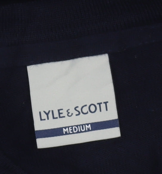 Lyle & Scott Men's Blue Wool V-Neck Jumper Medium