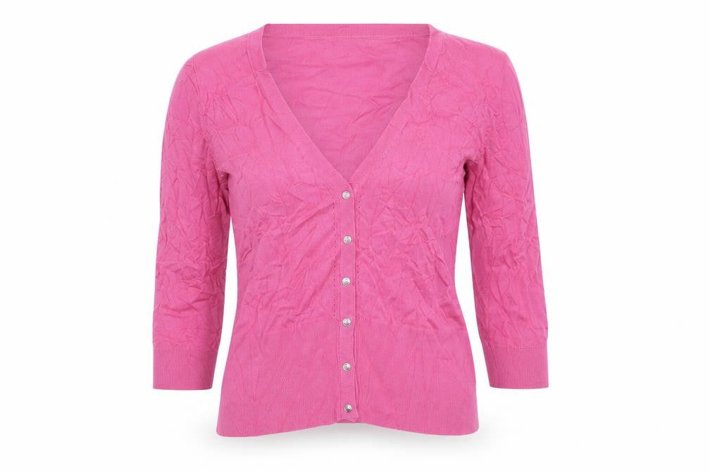 White House Black Market Women Pink M V-Neck Button Cardigan