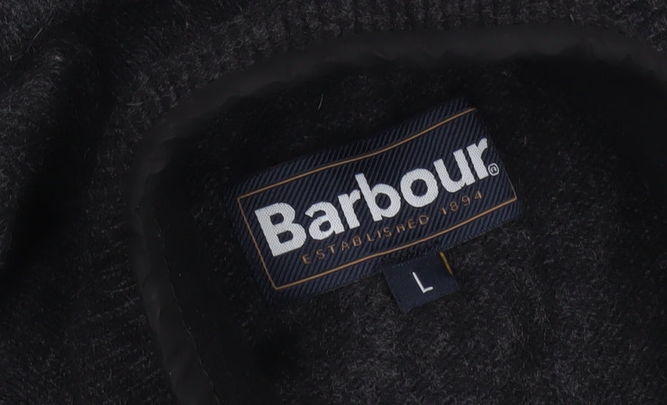 Barbour Men's Grey Wool Blend Half Zip Jumper L
