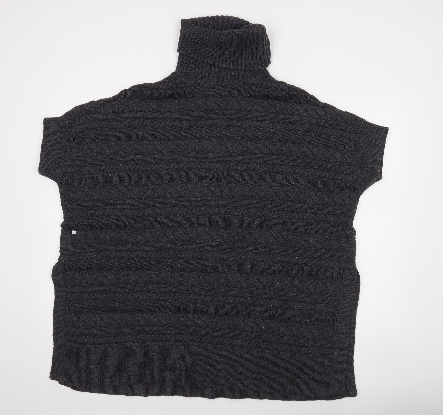 FatFace Women's Black Roll Neck Cable-Knit Short Sleeve Jumper S