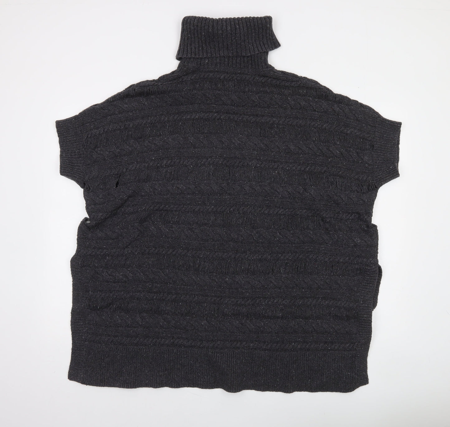 FatFace Women's Black Roll Neck Cable-Knit Short Sleeve Jumper S