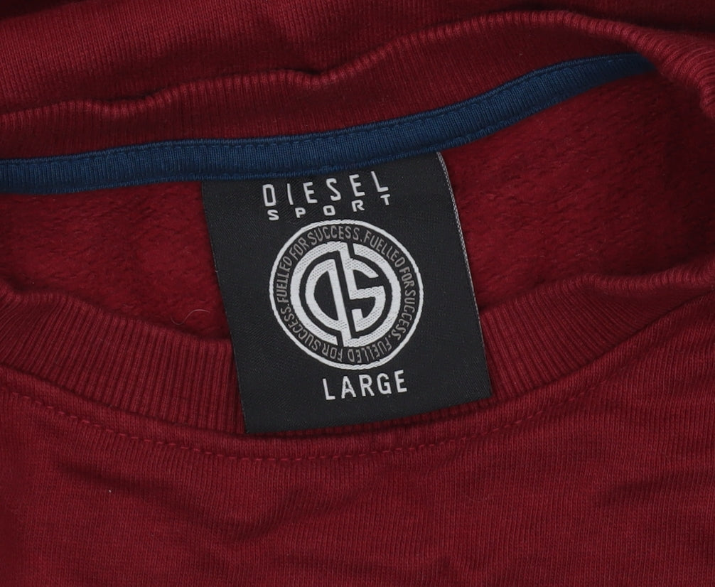 Diesel Sport Men's Red Cotton Crew Neck Sweatshirt Size L