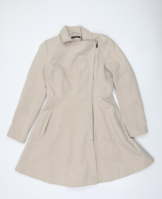 Dunnes Women Beige Mid-Length Zip Coat Size 10
