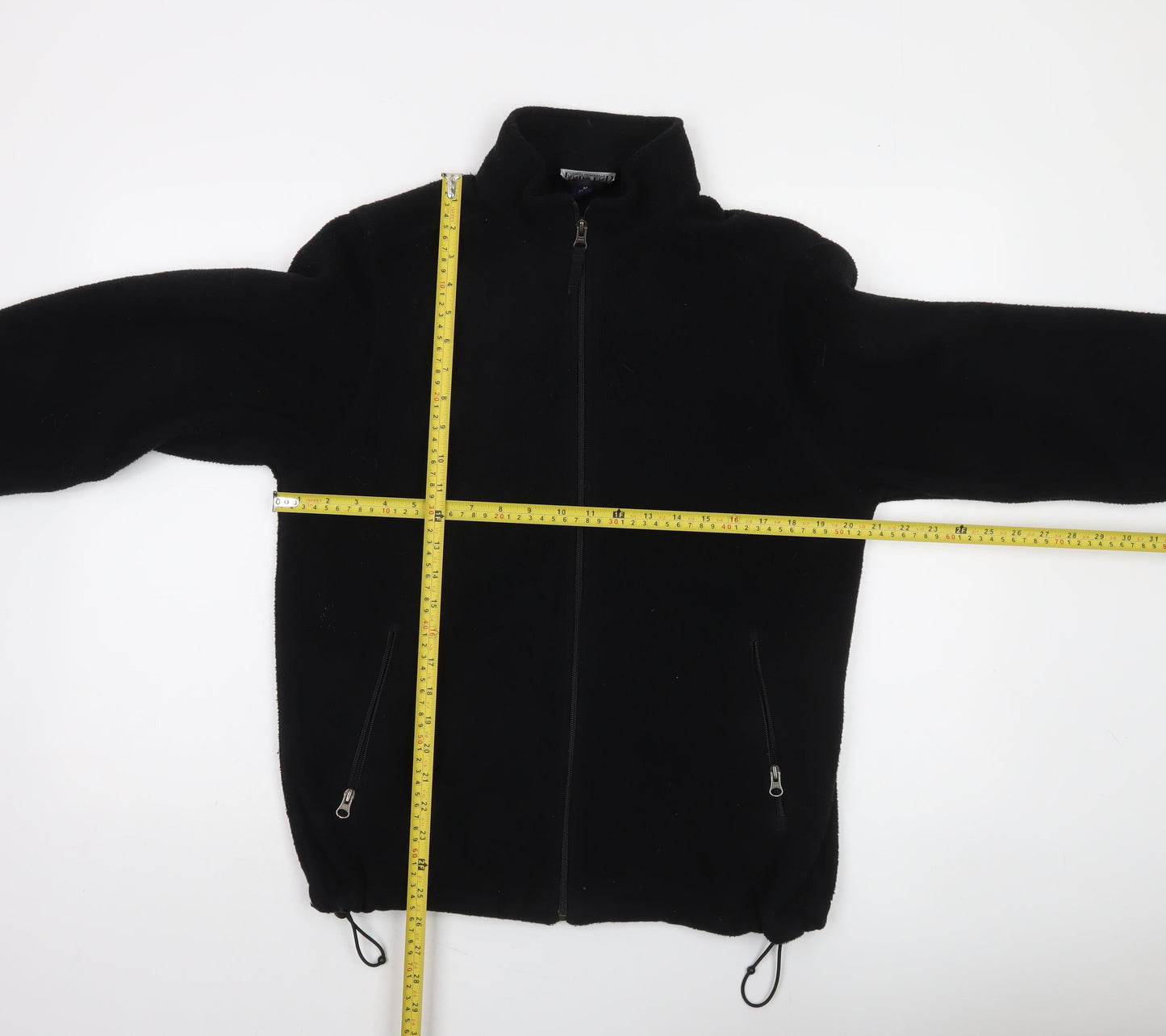 Lands' End Women's Black Petite Fleece Full Zip Jacket Size 10-12