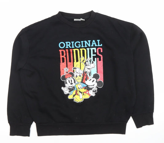 Disney Women Black Sweatshirt Size 10/12 Mickey Friends Original Buddies
