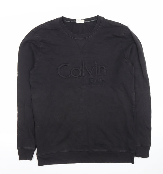 Calvin Klein Men's Black Embroidered Logo Pullover Sweatshirt M
