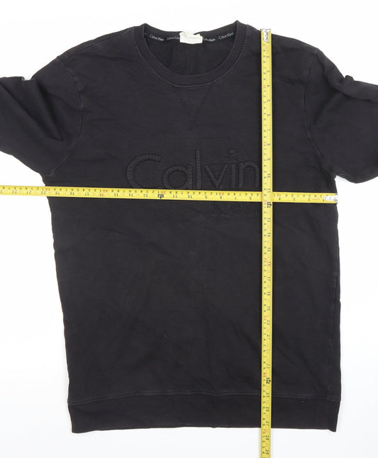 Calvin Klein Men's Black Embroidered Logo Pullover Sweatshirt M