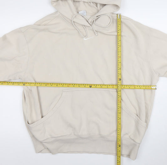 Nike Women Beige Pullover Hoodie L Cotton Blend Fleece Lined