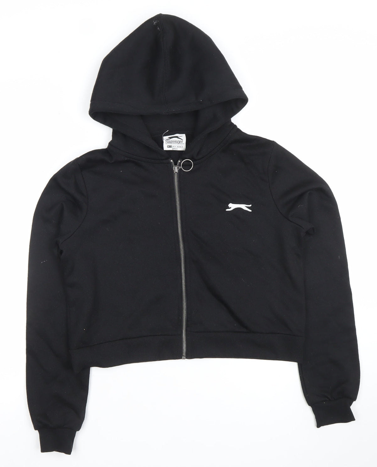 Slazenger Womens Black Cropped Zip Hooded Jacket Size 8