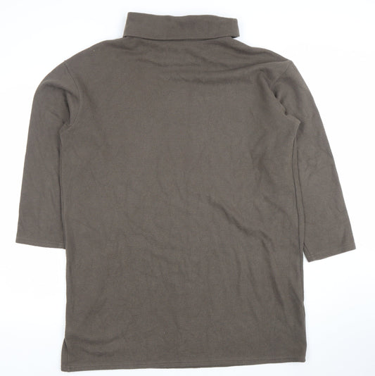 Marks and Spencer Womens Brown Roll Neck 3/4 Sleeve Pullover Sweatshirt Size 14