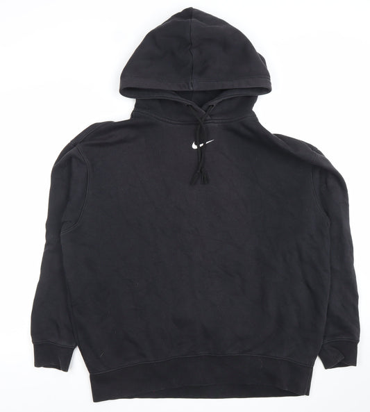 Nike Women's Black Pullover Hoodie Size M Cotton Blend Logo Sweatshirt