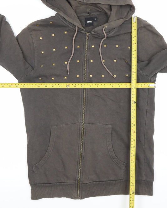 ASOS Women’s Brown Studded Full Zip Hoodie Size S Hooded Sweatshirt