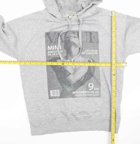 Cotton On Women's Grey Graphic Print Pullover Hoodie Size M