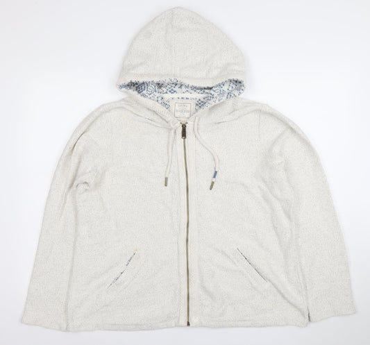 Fat Face Women’s Beige Full Zip Hoodie Size 16 Cotton Blend Warm Lined