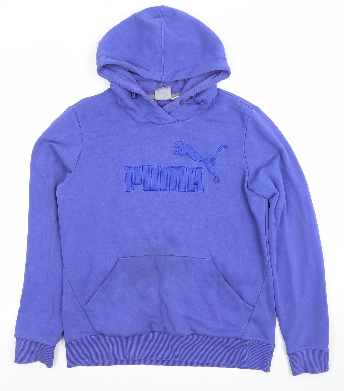Puma Women's Blue Pullover Hoodie Size 14 Embroidered Logo Cotton