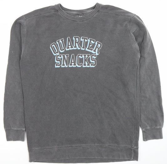 Quartersnacks Mens Grey Crew Neck Pullover Sweatshirt Size L