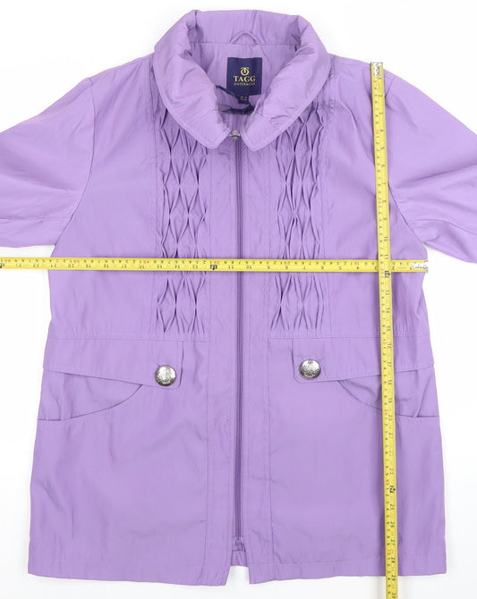 TAGG Womens Purple Mid-Length Rain Jacket Size 16