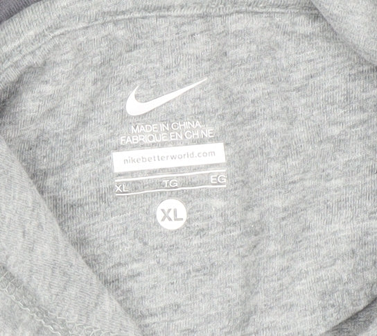Nike Men's Grey Striped Pullover Hoodie XL Regular Fit