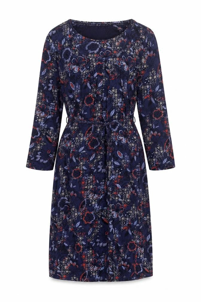 Faithful and True Women Blue Floral Shift Dress Size 12 Long Sleeve