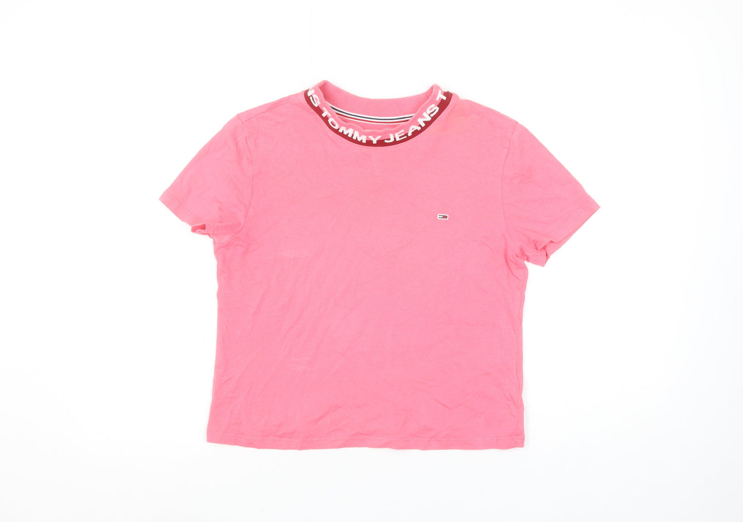 Tommy Jeans Women's Pink Short Sleeve Cotton T-Shirt Size S