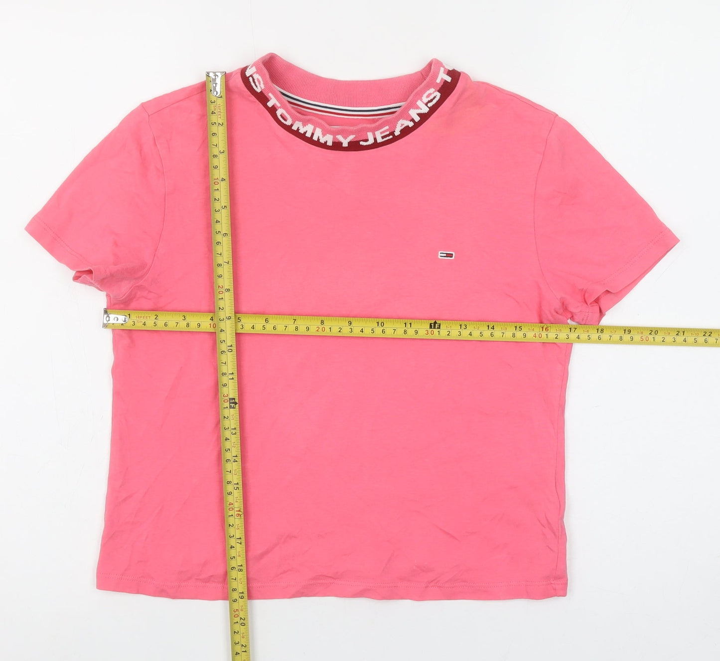 Tommy Jeans Women's Pink Short Sleeve Cotton T-Shirt Size S