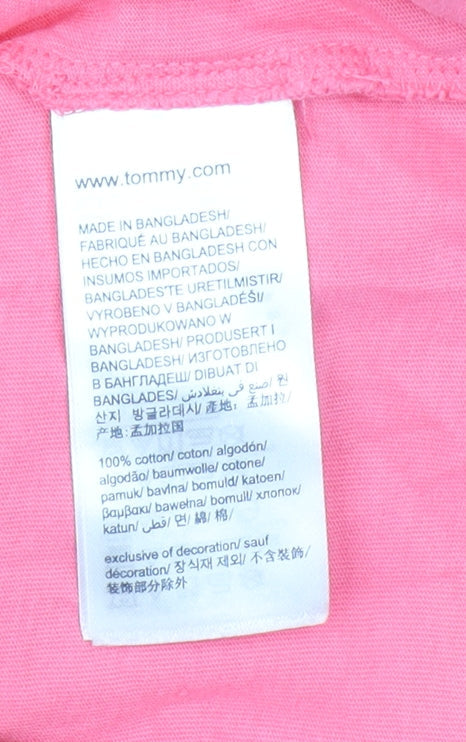 Tommy Jeans Women's Pink Short Sleeve Cotton T-Shirt Size S