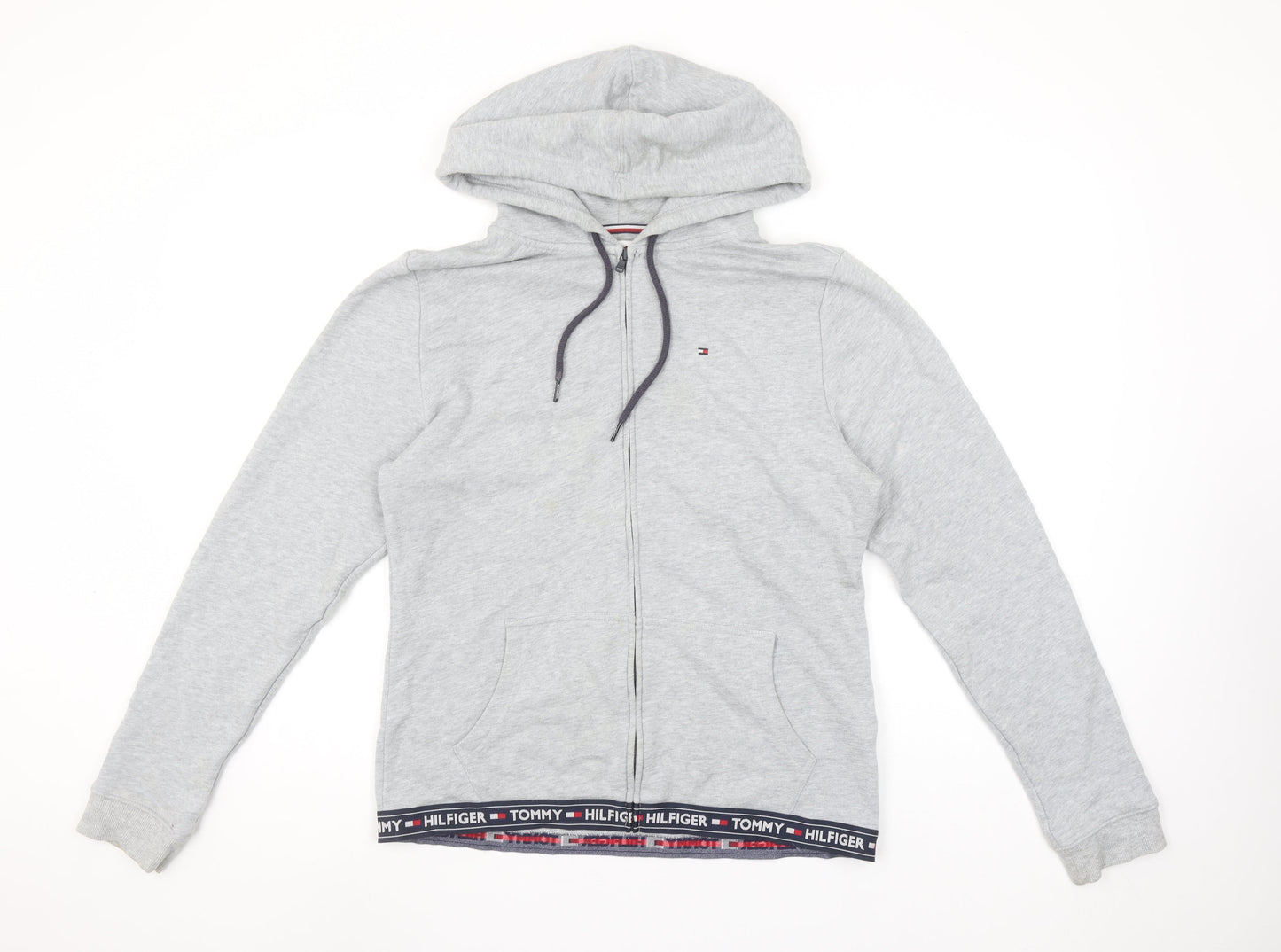 Tommy Hilfiger Women’s Grey Full Zip Hoodie Size L Cotton Blend Casual