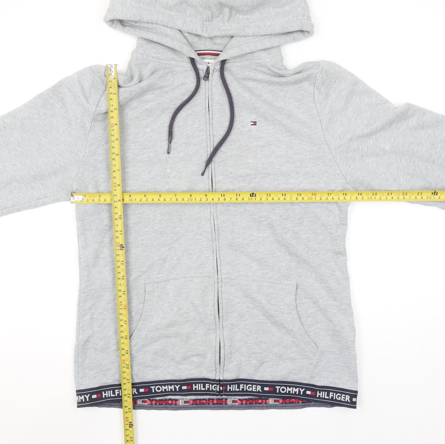 Tommy Hilfiger Women’s Grey Full Zip Hoodie Size L Cotton Blend Casual