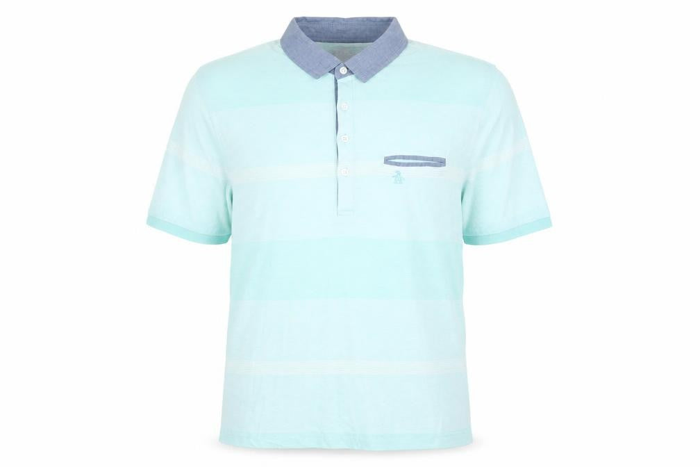 Penguin by Munsingwear Men's Blue Slim Fit Striped Polo Shirt L