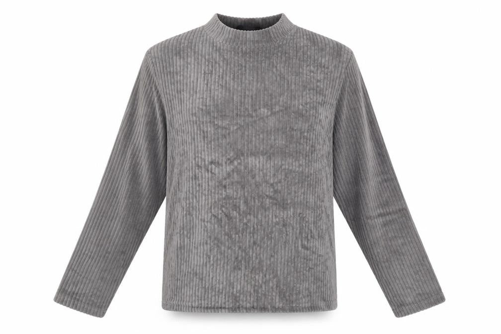 Dunnes Women’s Grey Mock Neck 3/4 Sleeve Velvet Top Size L