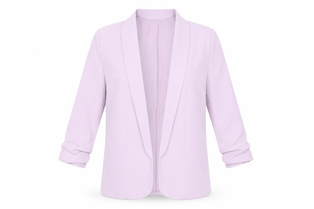 PIECES Women Purple Regular Fit 3/4 Sleeve Lined Blazer Jacket Size S