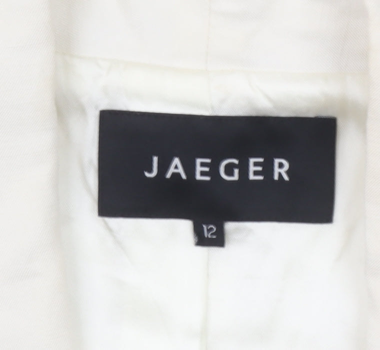 Jaeger Women Ivory Cropped Linen Silk Blazer UK 12