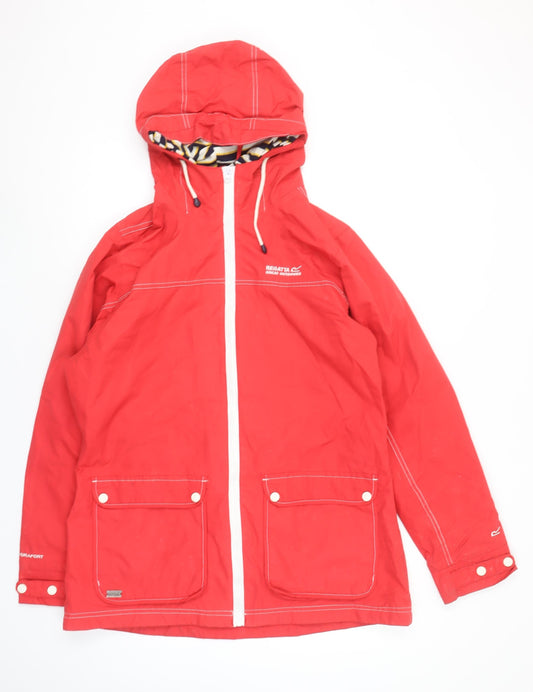 Regatta Womens Red Hooded Waterproof Rain Coat Jacket UK 16