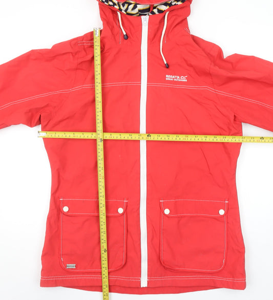 Regatta Womens Red Hooded Waterproof Rain Coat Jacket UK 16