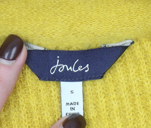 Joules Women Yellow Ribbed-Knit Long Sleeve Open Cardigan Size S