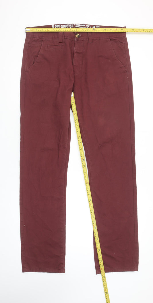 Red Herring Men's Red Straight Regular Fit Jeans 34L 34W