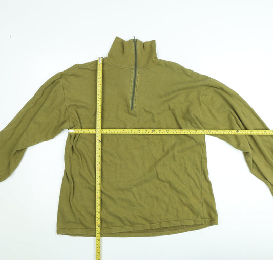 Vintage Thatchreed Norwegian Army Men's Green Fleece 1/4 Zip Sweatshirt S