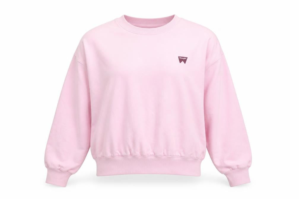 Wrangler Women Pink Crew Neck Cotton Pullover Sweatshirt Size S