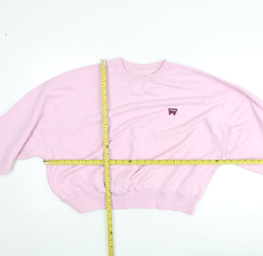 Wrangler Women Pink Crew Neck Cotton Pullover Sweatshirt Size S