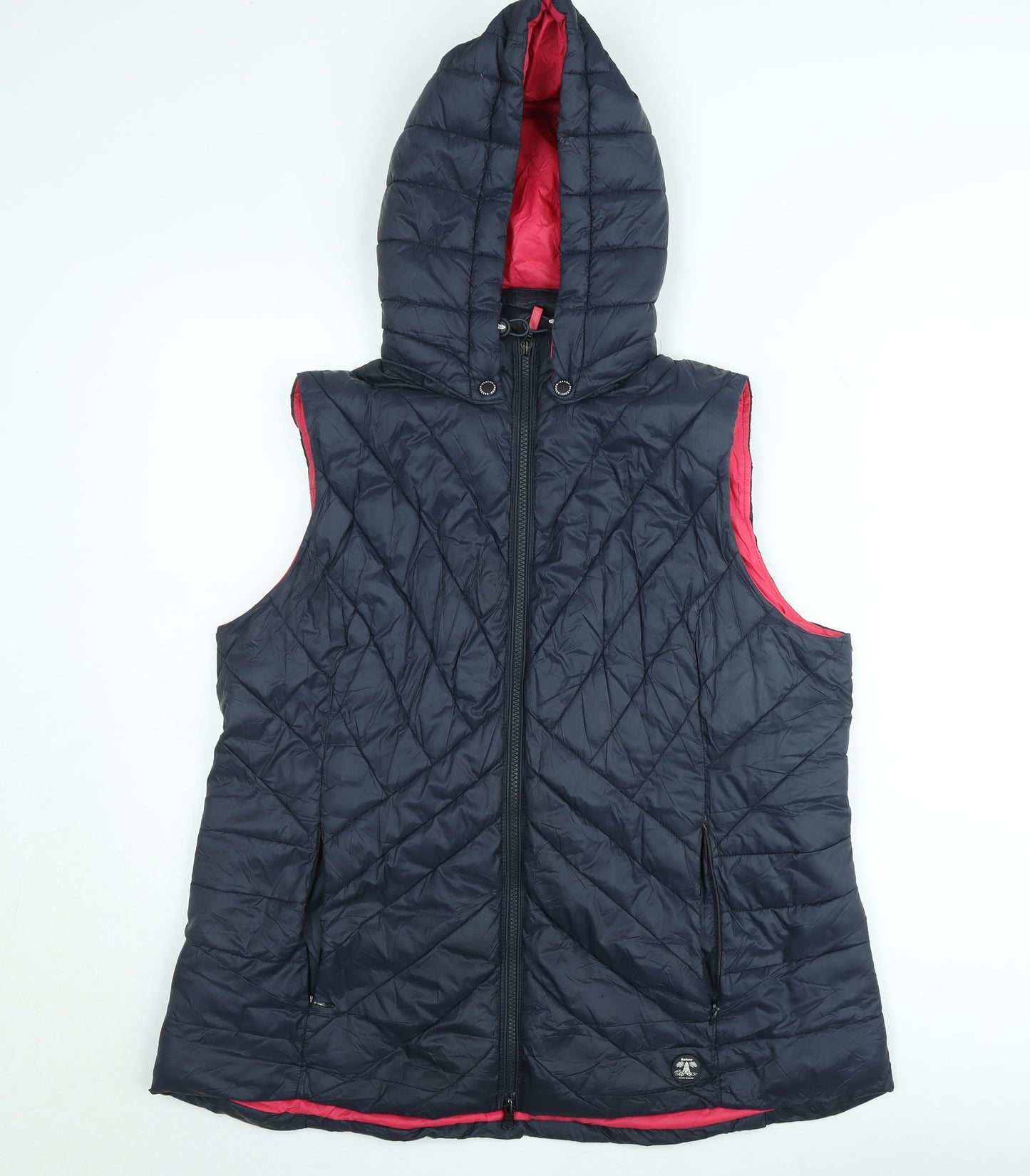 Barbour Women’s Blue Hooded Quilted FibreDown Puffer Waistcoat Size 18